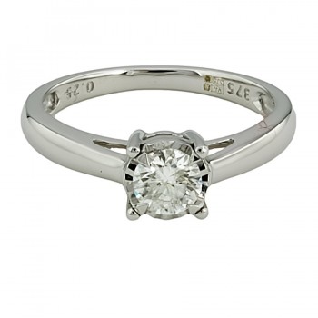 9ct White Gold Diamond 0.25cts Solitaire Ring Size H
